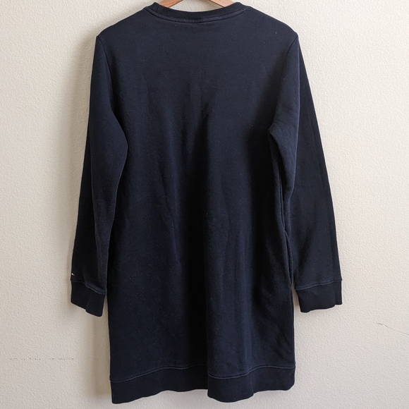 Tommy Hilfiger Sweatshirt Dress Women M Navy Blue Fleece Lined Athleisure Sporty - Picture 3 of 5